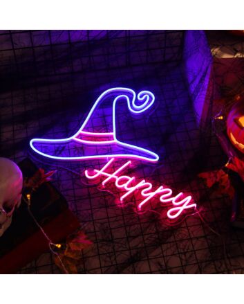 Witch Hat Halloween Neon Sign