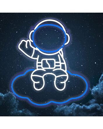 Astronaut Sitting on Clouds Neon Sign
