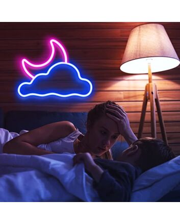 Cloud and New Moon Neon Sign