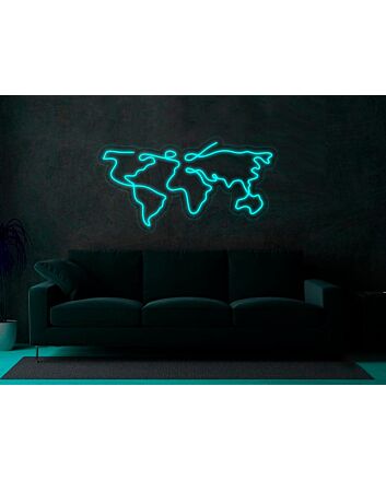 Travel Map World Map Neon Sign