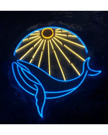 Whale Sunrise Sunset Neon Sign
