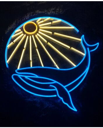 Whale Sunrise Sunset Neon Sign