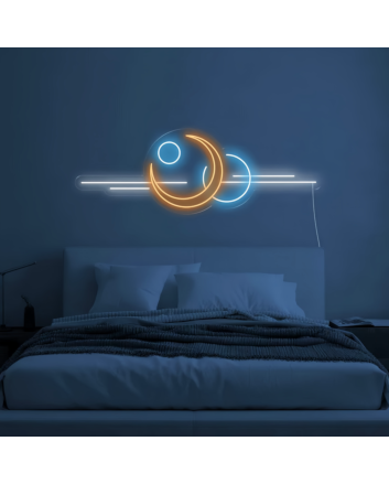 Galactic Moon and Planets Neon Sign