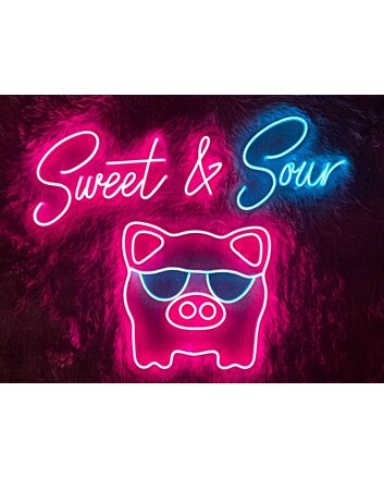 Cute Pig Sweet and Sour Neon Sign