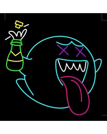 Champagne Mario Boo Neon Sign