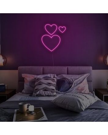 3 Hearts Together Neon Sign