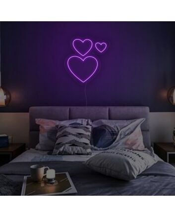 3 Hearts Together Neon Sign