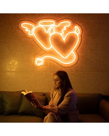 Angel and Devil Colorful Neon Sign