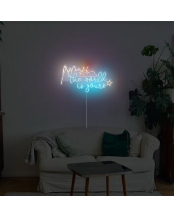 The World Is Yours with Mountain Sun Star Neon Sign