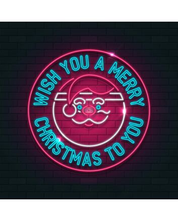 Circle Santa Christmas Neon Sign