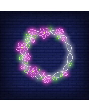Floral Round Frame Neon Sign