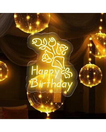 Happy Birthday Floral Neon Sign
