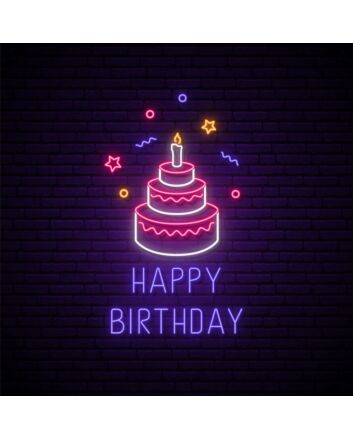 Happy Birthday with Cake Neon Sign