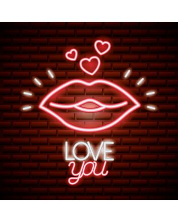 Lips with Love You Neon Sign