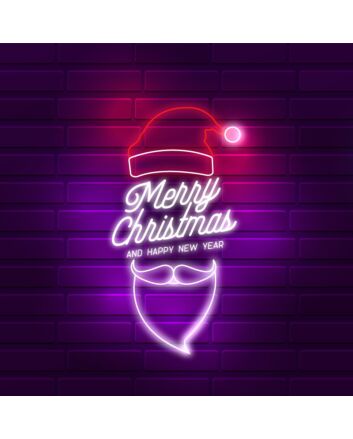 Santa Greeting Merry Christmas and New Year Neon Sign