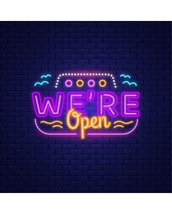 Were Open with Wave Lines Neon Sign