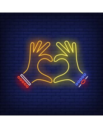 Woman Hands Heart Gesture Neon Sign