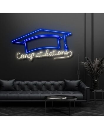 Congratulations With Graduation Hat Neon Sign