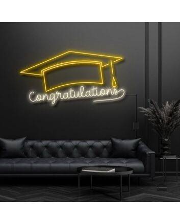 Congratulations With Graduation Hat Neon Sign