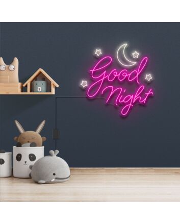 Good Night With Star Moon Neon Sign