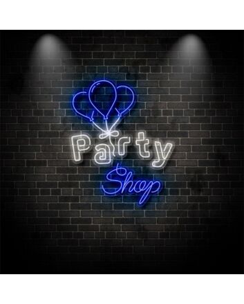 Party Shop With Balloons Neon Sign