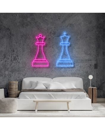Queen King Chess Neon Sign