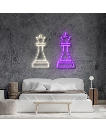 Queen King Chess Neon Sign