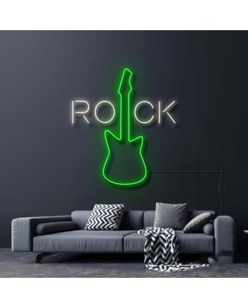 Rock With Electric Guitar Neon Sign