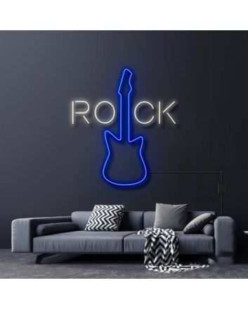 Rock With Electric Guitar Neon Sign