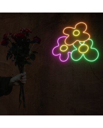 3 Flowers Neon Sign Lights Night Lamp Led Neon Sign Light For Home Party