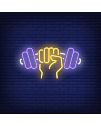 Hand Holding Barbell Neon Sign