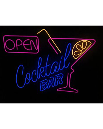 Neon Cocktail Sign Bar Open Sign