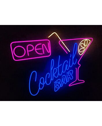 Neon Cocktail Sign Bar Open Sign