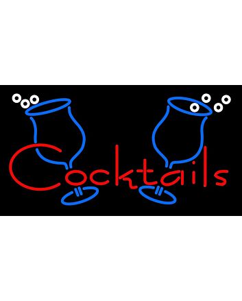 Neon Cocktail Sign Two Glass Of Cocktail