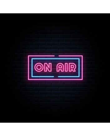 Led On Air Neon Sign Hung On Brick Background