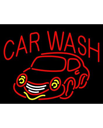 Neon Car Signs Led Red Car Wash Signs On Black Background