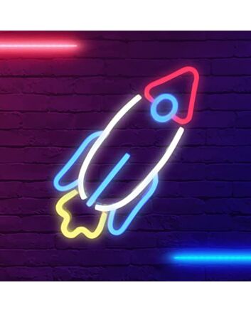 Neon Rocket Signs Wall Decor For Gaming Bedroom Boys Birthday Gift