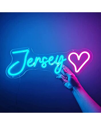 Jersey Neon Name Signs With A Heart Signs Bedroom Decor