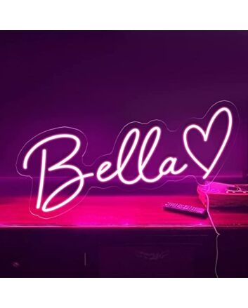 Bella Neon Name Signs With Pink Heart Neon Sign