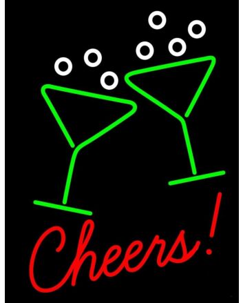 Cheers With Wine Glass Led Neon Sign