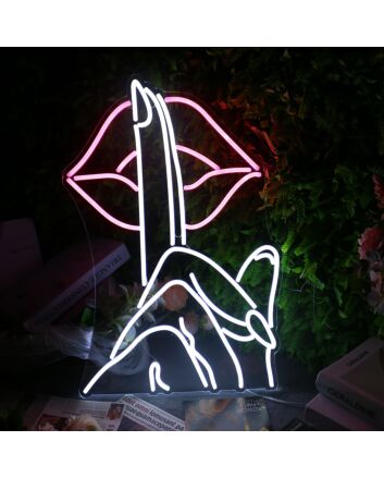 Please Quiet Gesture Neon Sign