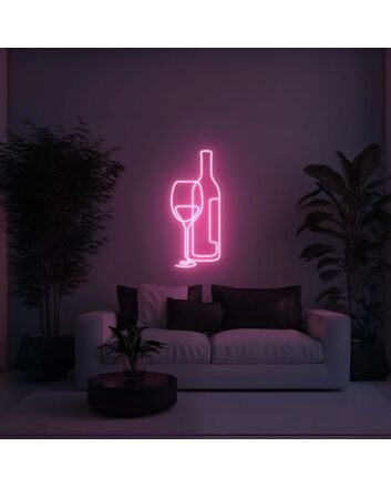 Wine Glass and Bottle Aesthetic LED Neon Sign
