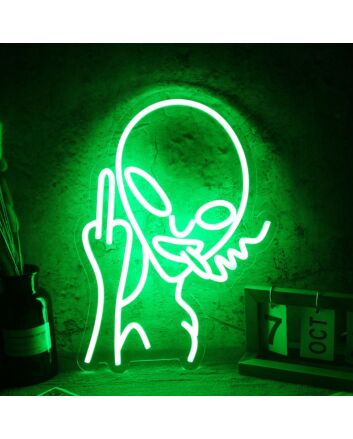 Alien With Middle Finger Neon Sign