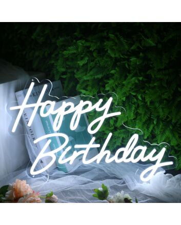 Happy Birthday White Neon LED Sign