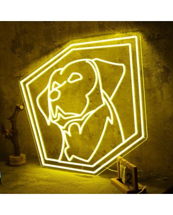 Adorable Puppy Yellow Aesthetic Neon Sign