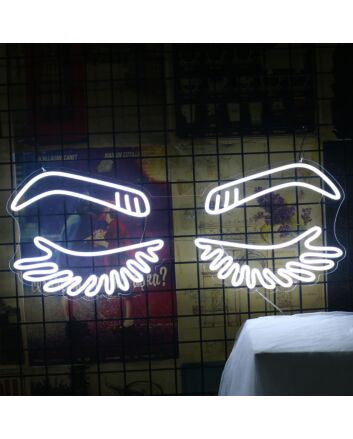 Charming Closing Eyes White Neon Sign