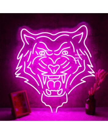 Tiger Head Purple Neon Sign