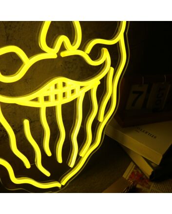 Bearded skull with scissors on head Neon Sign