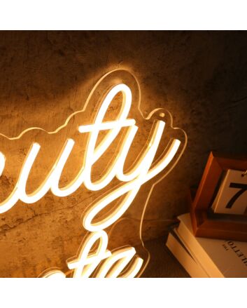 Beauty Beatz Yellow Neon Sign