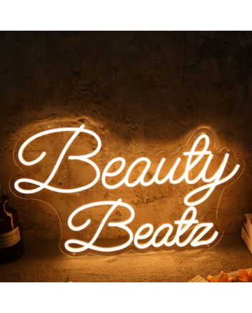 Beauty Beatz Yellow Neon Sign